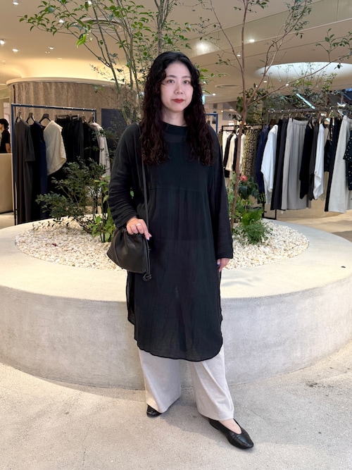 かぐれ　ガーゼロングチュニック　黒 ガーゼロングチュニック（チュニック）｜かぐれ（カグレ）の