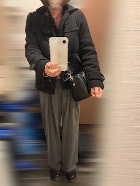 「アイテム（ダッフルコート）」を使った、めーさん（レディース・154cm）の冬コーディネート