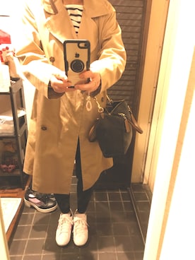 「chocol raffine robe（ショコラフィネローブ）のアイテム（ジャケット/アウター）」を使った、めーさん（レディース・154cm）の秋コーディネート