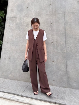 「アイテム（つなぎ/オールインワン）」を使った、古川さん（レディース・163cm）の夏コーディネート