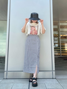 「FREE'S MART（フリーズマート）のアイテム（帽子）」を使った、manamiさん（レディース・158cm）の夏コーディネート