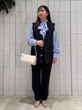「STANDOIL（スタンドオイル）のSTAND OIL BUTTER BAG CLASSIC（ショルダーバッグ、ホワイト系）」を使った、stj04190618さん（レディース）の冬コーディネート