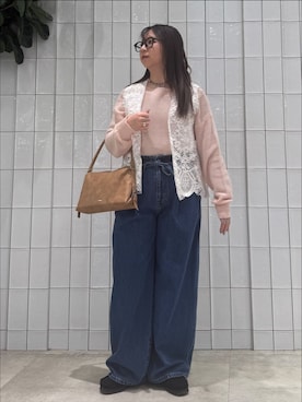 「B.C STOCK（ベーセーストック）のウォッシャブル / DU JOUR / デュ ジュール DRAW-SASH PEG JEAN（デニムパンツ、ブルー系）」を使った、stj04190618さん（レディース）の冬コーディネート