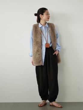 「アイテム（ブラウン系）」を使った、ruiさん（レディース・158cm）の夏コーディネート