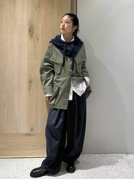 「アイテム（ミリタリージャケット）」を使った、ruiさん（レディース・158cm）の秋コーディネート