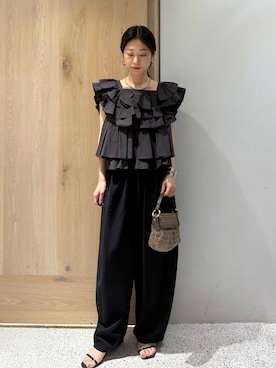 「Curensology（カレンソロジー）のCurensology(カレンソロジー)/フォールドロストパンツ（その他パンツ）」を使った、ruiさん（レディース・158cm）の春コーディネート