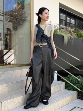 Curensology(カレンソロジー)/ヴィンテージフェイクレザーパンツを使っ