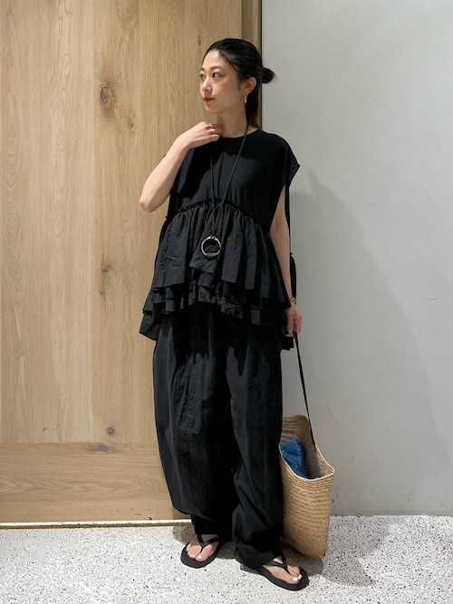 今季新品コットンリネンドロストパンツ黒 Curensology｜コットンリネンドロストパンツ | Rakuten Fashion
