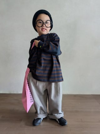 「 J.J camp(ジェイジェイキャンプ)のJ.J camp ニット帽 ワンポイント tsukinobo(ニットキャップ/ビーニー)」を使った、EITOさん(キッズ・100cm)の秋コーディネート