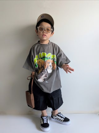 「NEW ERA（ニューエラ）のニューエラキッズ キャップ Child9TWENTY 帽子（キャップ）」を使った、EITOさん（キッズ・90cm）の夏コーディネート