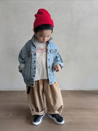 「Ocean Pacific(オーシャンパシフィック)の【OP:オーピー】【親子でお揃い】キッズニットキャップ ニット帽 ビーニー スキー スノボー(ニットキャップ/ビーニー)」を使った、EITOさん(キッズ・100cm)の秋コーディネート