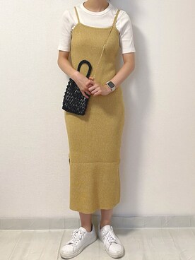 「みんなの白Tフェス」｜「アイテム（ワンピース/ドレス）」を使った、yurika167さん（レディース・167cm）の夏コーディネート
