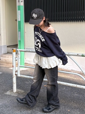 「アイテム（スウェット）」を使った、サクヤさん（レディース・149cm）の秋コーディネート