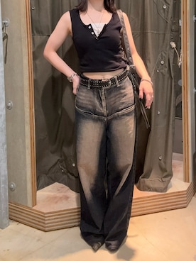 「アイテム（シューズ、グリーン系）」を使った、サクヤさん（レディース・149cm）の夏コーディネート