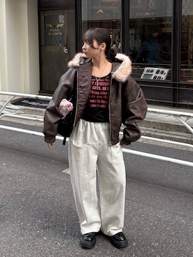 「アイテム（ブルゾン）」を使った、サクヤさん（レディース・149cm）の冬コーディネート