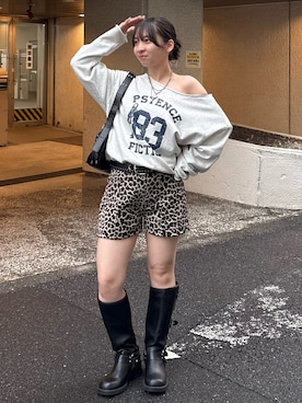 「アイテム（ベルト）」を使った、サクヤさん（レディース・149cm）の秋コーディネート