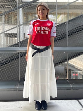 「サッカーユニフォーム」｜IKさん（レディース・168cm）の夏コーディネート