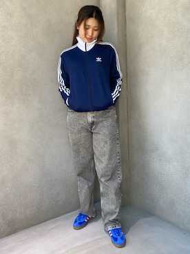 「adidas（アディダス）のアディカラー クラシックス ベッケンバウアー トラックトップ（ジャージ） / アディダスオリジナルス adidas Originals（ジャージ、ブルー系）」を使った、IKさん（レディース・168cm）の秋コーディネート
