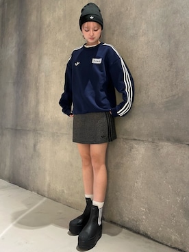 「adidas originals」｜「アイテム（ニットキャップ/ビーニー）」を使った、KTさん（レディース・165cm）の冬コーディネート