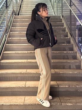 「アイテム（ナイロンジャケット、ブラウン系）」を使った、IMさん（レディース・156cm）の秋コーディネート