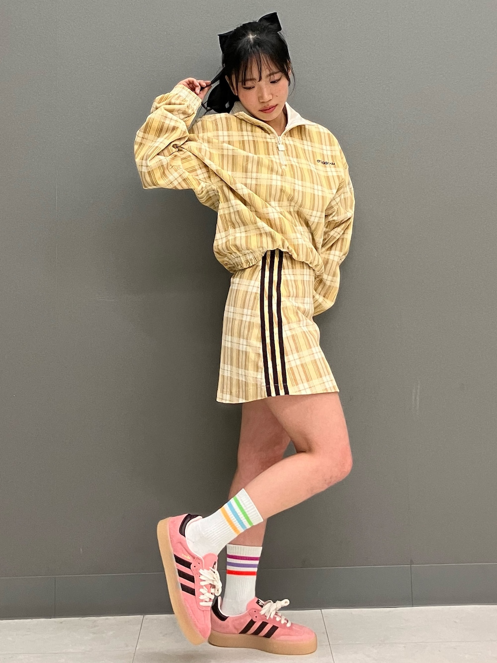 コーデュロイ タータン ハーフジップトップ / アディダス