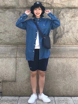 「LACOSTE（ラコステ）のアイテム」を使った、masudaさん（レディース・158cm）の春コーディネート