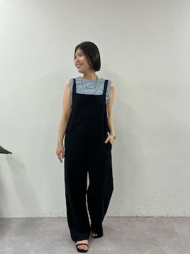 「アイテム（サロペット/オーバーオール）」を使った、TSUCHIYA_159cmさん（レディース・159cm）の夏コーディネート