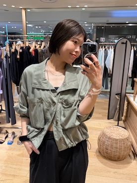 「カーキシャツ」｜TSUCHIYA_159cmさん（レディース・159cm）の夏コーディネート