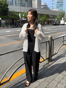 「レースブラウス」｜「アイテム（サロペット/オーバーオール）」を使った、TSUCHIYA_159cmさん（レディース・159cm）の春コーディネート