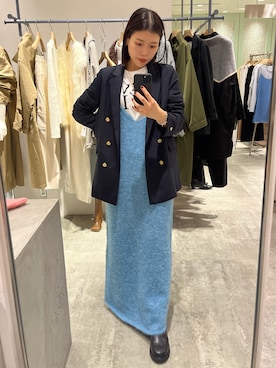 「アイテム（テーラードジャケット、ブルー系）」を使った、TSUCHIYA_159cmさん（レディース・159cm）の秋コーディネート
