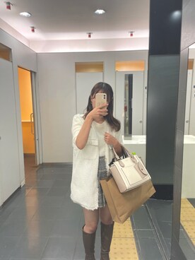 「Honeys（ハニーズ）のアイテム（ハンドバッグ）」を使った、りこさん（レディース・153cm）の秋コーディネート