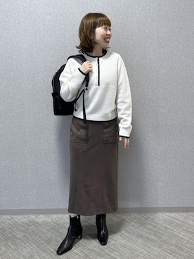 「ニット/セーター」｜「アイテム（シューズ）」を使った、risaさん（レディース・156cm）の秋コーディネート