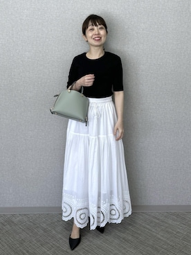 「ROPE'（ロペ）のアイテム（ニット/セーター）」を使った、risaさん（レディース・156cm）の夏コーディネート