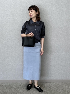 「ROPE'（ロペ）のアイテム（ニット/セーター）」を使った、risaさん（レディース・156cm）の夏コーディネート