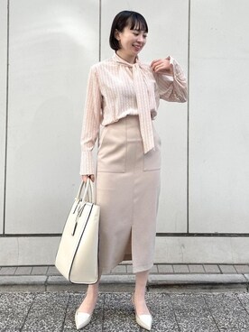 「E'POR（エポール）の【A4対応】【E'POR】 I BAG（キャンバスコンビ縦型トートバッグ）【通勤】【メディア掲載】【雑誌掲載】（トートバッグ）」を使った、kurumiさん（レディース・160cm）の冬コーディネート
