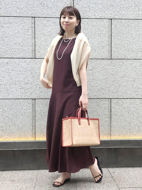 セール】レーヨンリネン スラッシュドネックワンピース【セット