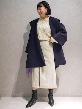 「アイテム（その他アウター、ブルー系）」を使った、kurumiさん（レディース・160cm）の秋コーディネート