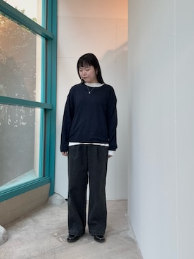 「HARUTA（ハルタ）の『別注』HARUTA×DOORS　キルトローファー（ローファー）」を使った、ヤマグチさん（レディース・158cm）の秋コーディネート