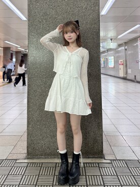 「白ワンピース」｜misuzuさん（レディース・158cm）の夏コーディネート