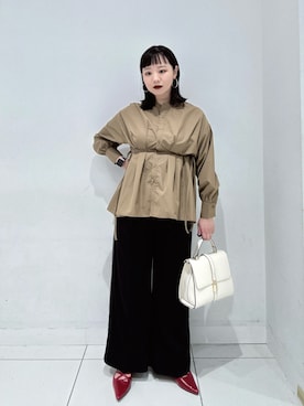 「キレイめコーデ」｜「アイテム（スラックス）」を使った、あべのりさん（レディース・164cm）の秋コーディネート