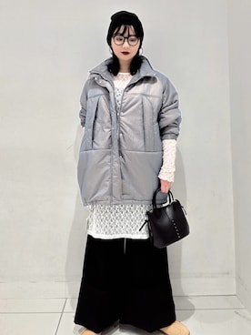 「アイテム（ダウンジャケット/コート）」を使った、あべのりさん（レディース・164cm）の秋コーディネート