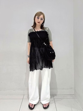 「アイテム（スウェットパンツ）」を使った、あべのりさん（レディース・164cm）の夏コーディネート