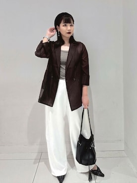 「旅行コーデ」｜「アイテム（ジャケット/アウター）」を使った、あべのりさん（レディース・164cm）の夏コーディネート