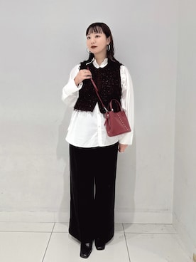 「SENSE OF PLACE by URBAN RESEARCH（センスオブプレイスバイアーバンリサーチ）の3タックスラックスワイドパンツ（その他パンツ）」を使った、あべのりさん（レディース・164cm）の秋コーディネート