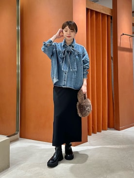 「デニムシャツ」｜髙橋さん（レディース・158cm）の秋コーディネート