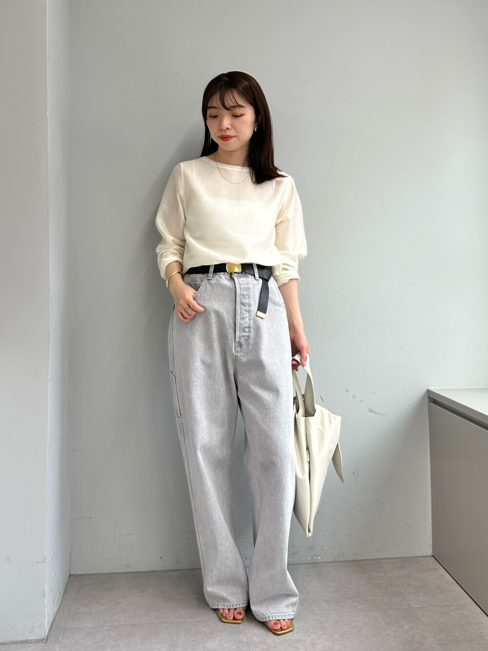 ドローイングナンバーズ　シャイニーシースルーブラウス　新品タグ付き Drawing Numbers ブラウス シャツ 「Drawing Numbers