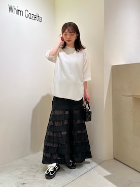 「アイテム（ハンドバッグ）」を使った、髙橋さん（レディース・158cm）の夏コーディネート