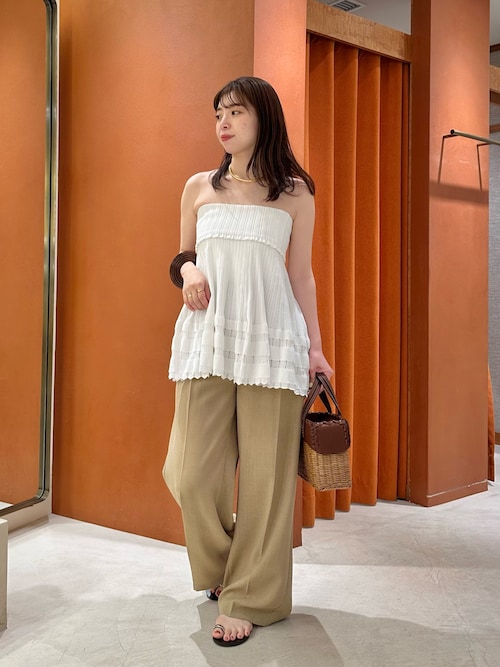 うめページ ANME チノパン TCツイルセンタープレスストレートワイドパンツ