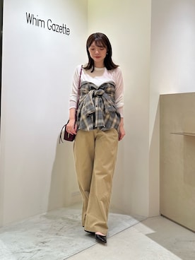 「アイテム（チノパンツ）」を使った、髙橋さん（レディース・158cm）の秋コーディネート