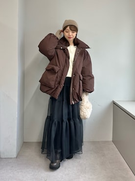 「アイテム（手袋）」を使った、髙橋さん（レディース・158cm）の秋コーディネート